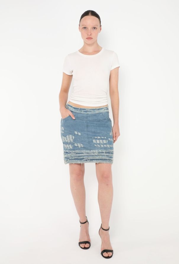 Chanel F/W 2008 Distressed Denim Skirt - 4