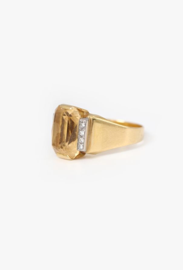 Vintage Fine Jewelry 18k Gold, Diamond & Citrine Ring - 3