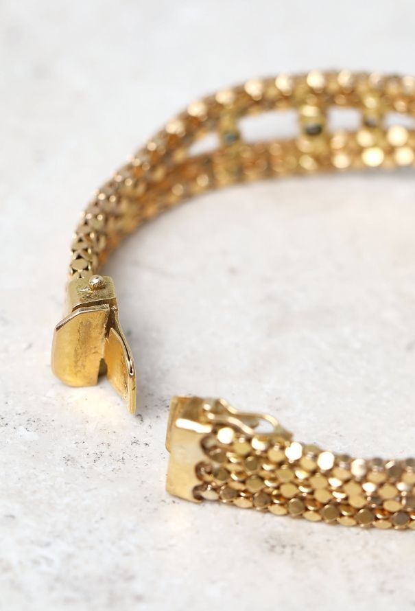 Vintage Fine Jewelry 18k Yellow Gold & Turquoise Mesh Knot Bracelet - 6