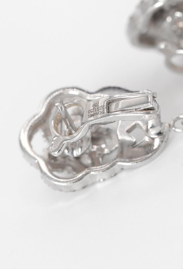 Chanel Sublime 18k White Gold & Diamond Camellia Earrings - 7