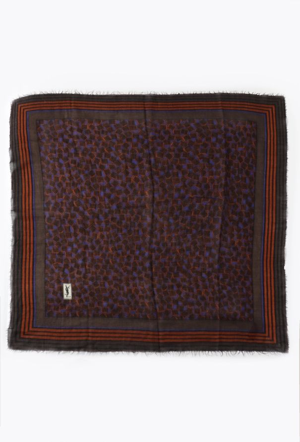 Saint Laurent Late '70s Frayed Graphic Scarf - 3