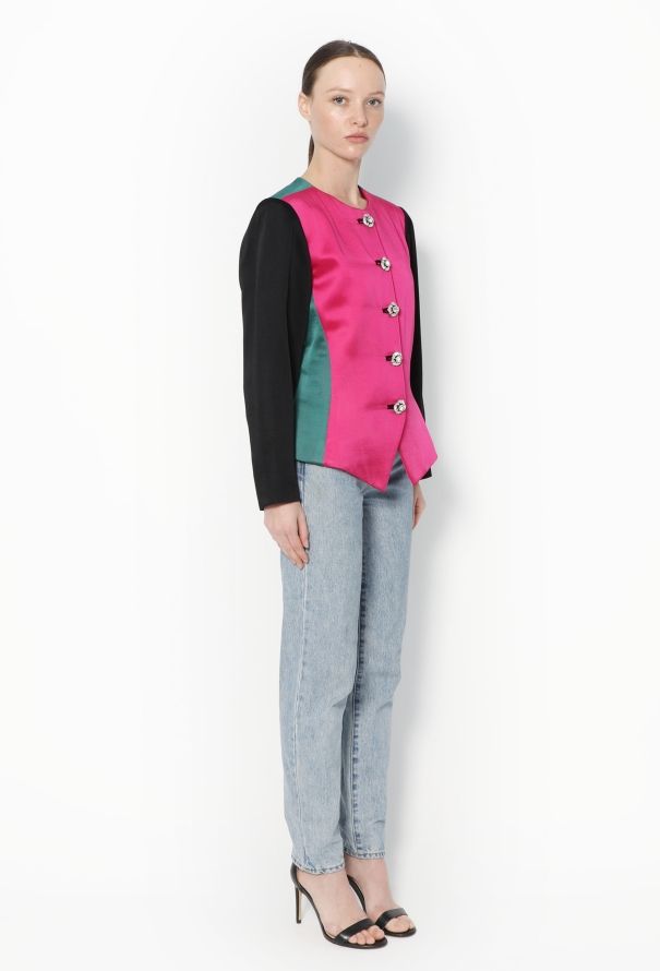 Saint Laurent Late '80s Colorblock Silk Jacket - 4