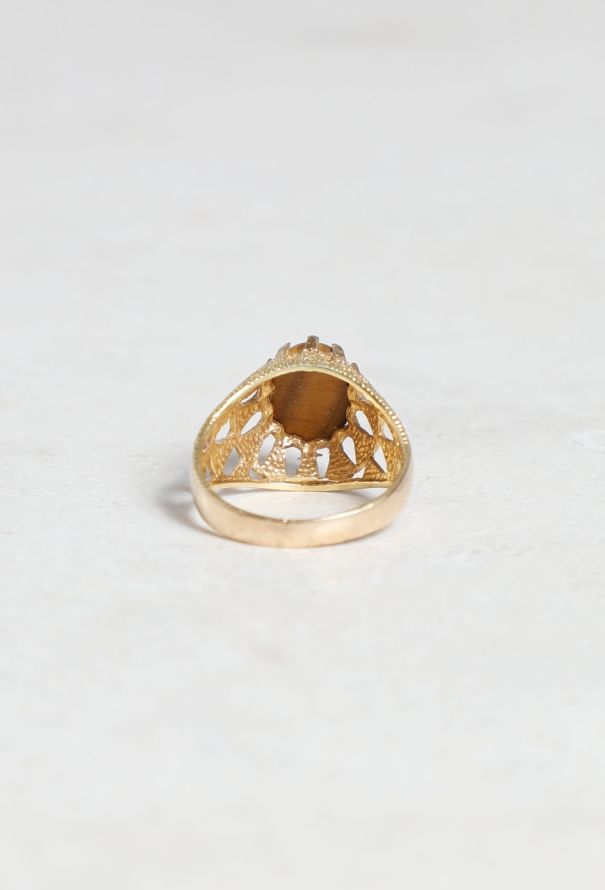Vintage Fine Jewelry 18k Yellow Gold and Tiger's Eye Ring - 6