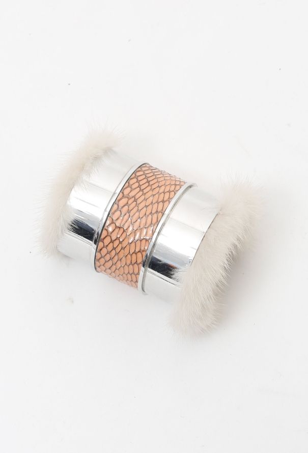 Exquisite Vintage Mink Fur and Python Cuff - 5