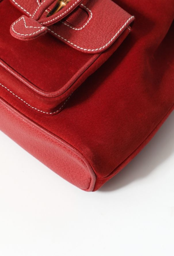 Gucci '90s Suede Bamboo Backpack - 7