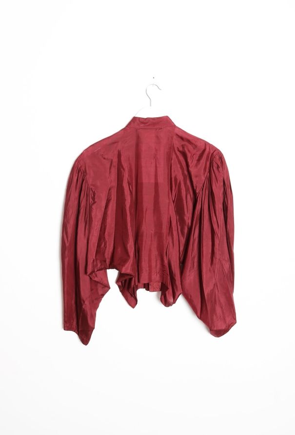 Comme des Garçons RARE 1988 Burgundy Pom Pom Silk Blouse - 9