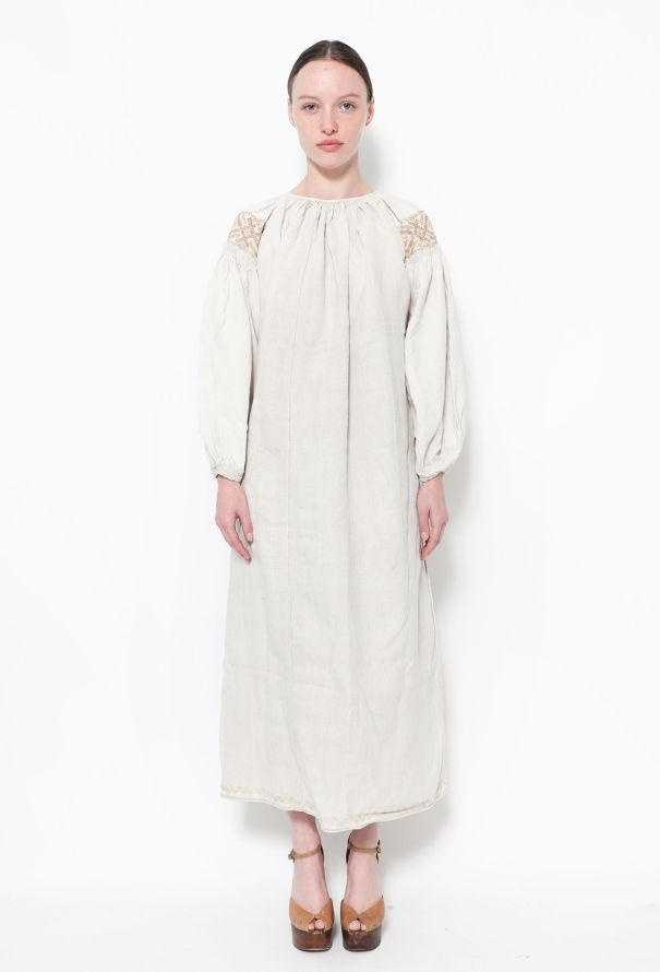 World Treasures Authentic Embroidered Linen Tunic Ivory - 3