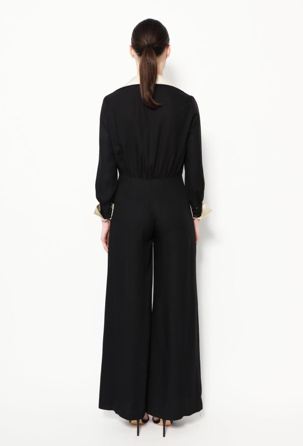 '70s Bicolor Flared Crêpe Jumpsuit - 3