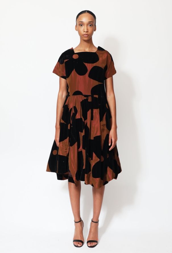 Comme des Garçons 2022 Velvet Floral Taffeta Dress - 1