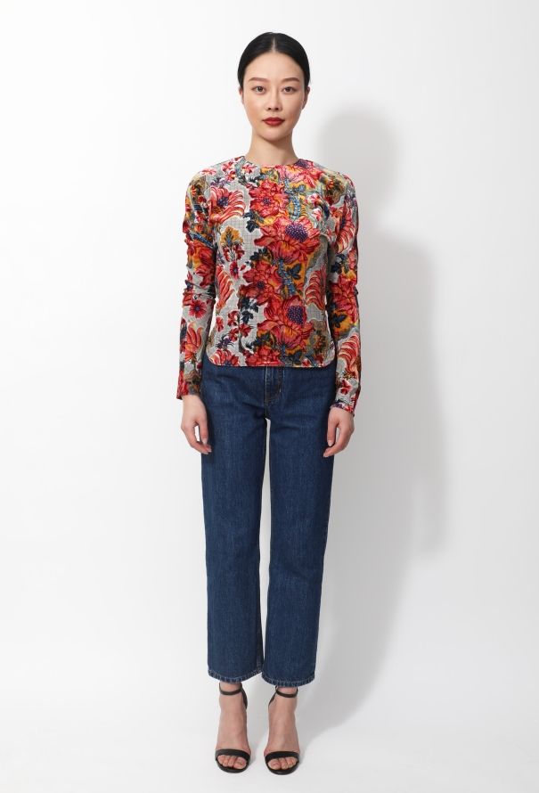 Louis Vuitton 2019 Checkered Floral Velvet Top - 2
