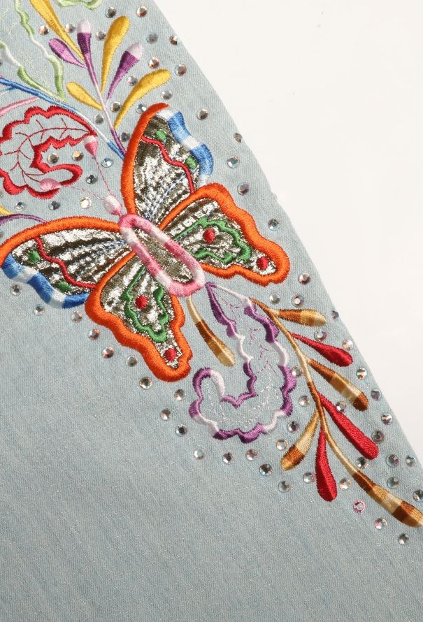 Christian Dior 2002 Butterfly Embellished Denim Skirt - 6