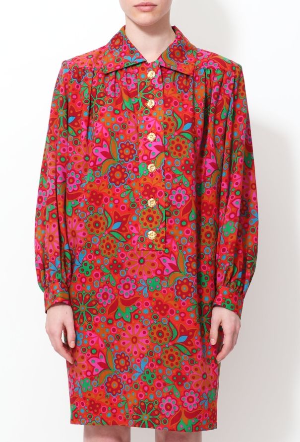 Saint Laurent F/W 1990 Floral Print Tunic Dress - 3