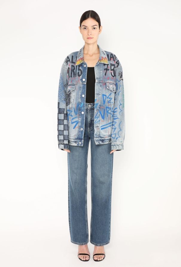 Balenciaga 2018 Hand-Painted Denim Jacket - 4