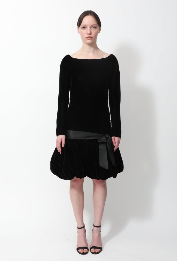 Saint Laurent Vintage Couture Velvet Ruffled Dress - 1