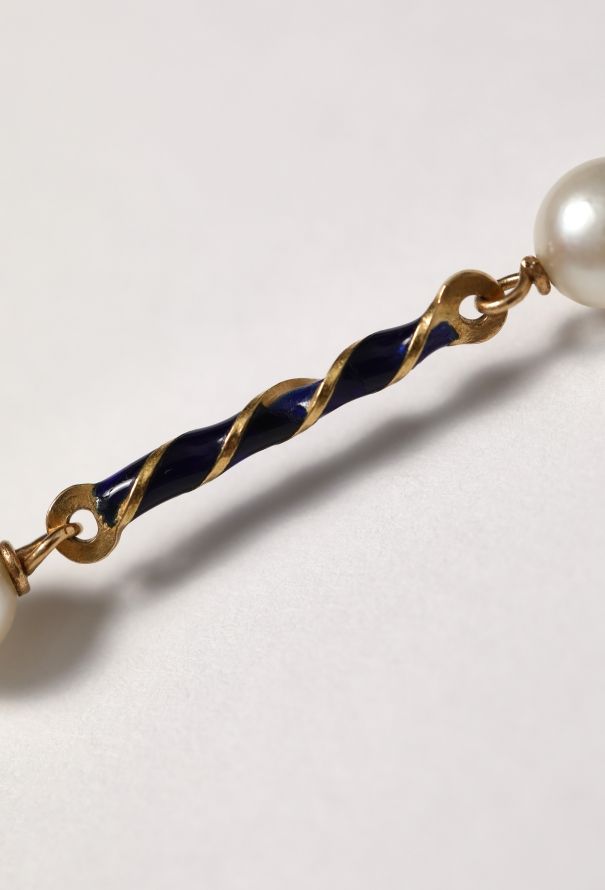 Vintage Fine Jewelry 18k Gold, Enamel & Cultured Pearl Sautoir - 6