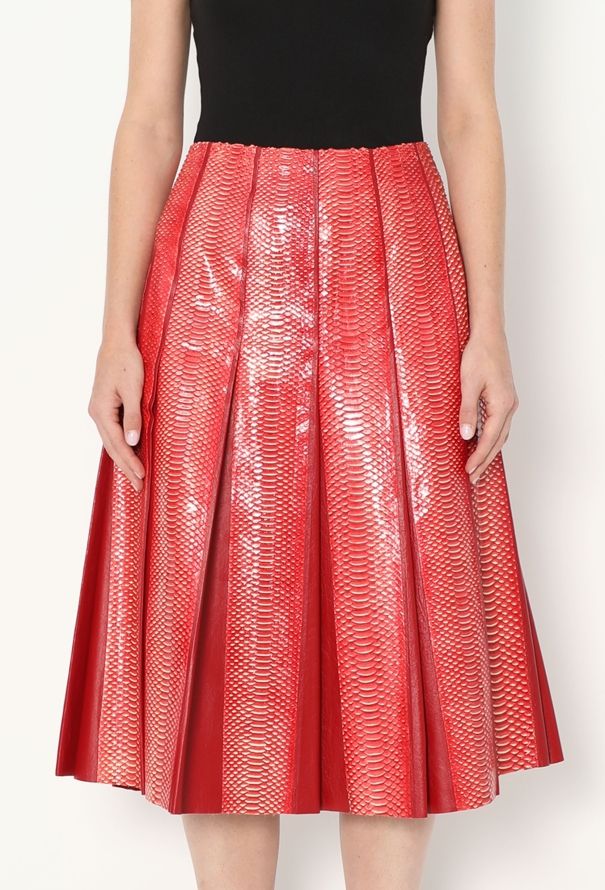 Céline Python Pleated Lambskin Skirt - 2