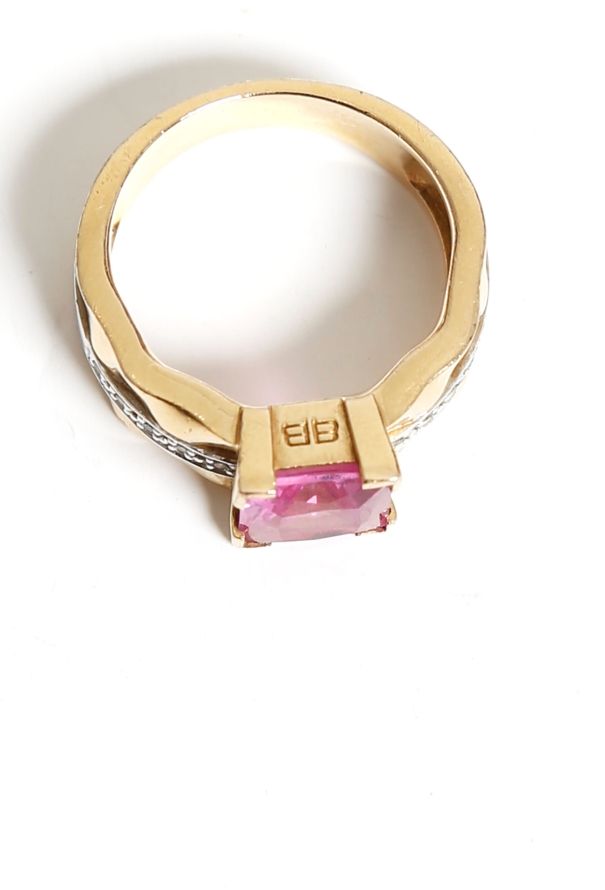 Balenciaga Metallic Strass Necklace & Ring Set - 6