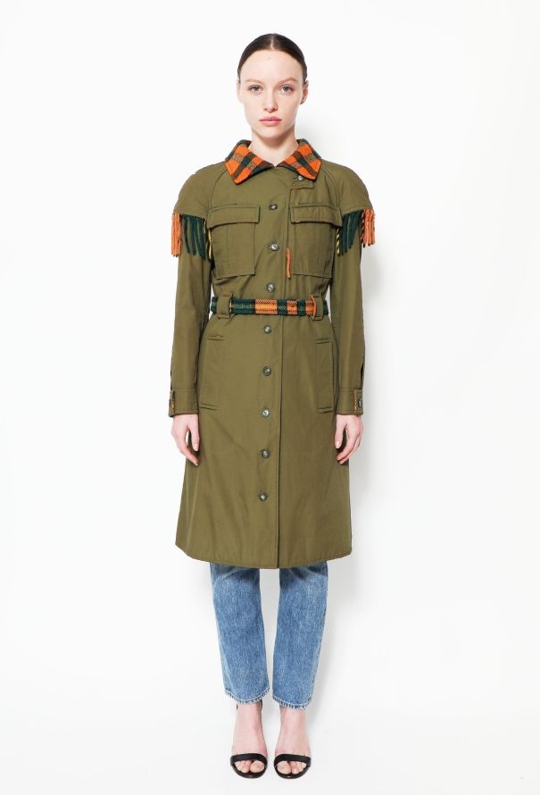 Courrèges 70s Couture Plaid Fringe Cargo Coat - 1