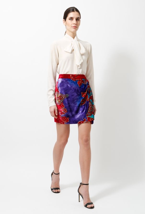 Gianni Versace 80s Gianni Velvet Wrap Skirt - 3