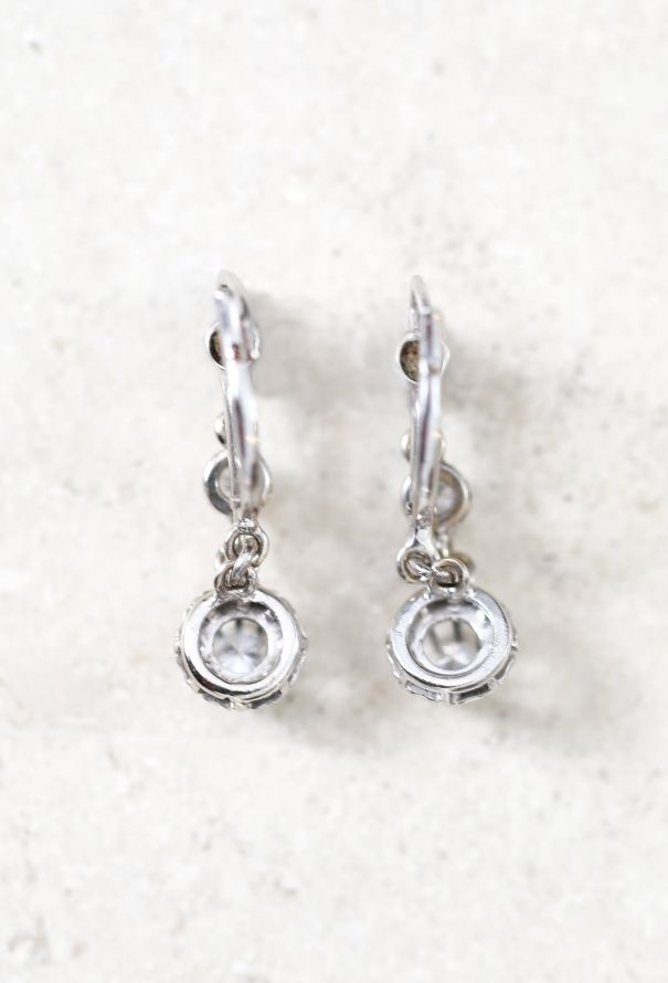 Vintage & Antique 18k Gold & Diamond Art Deco Pendant Earrings - 4