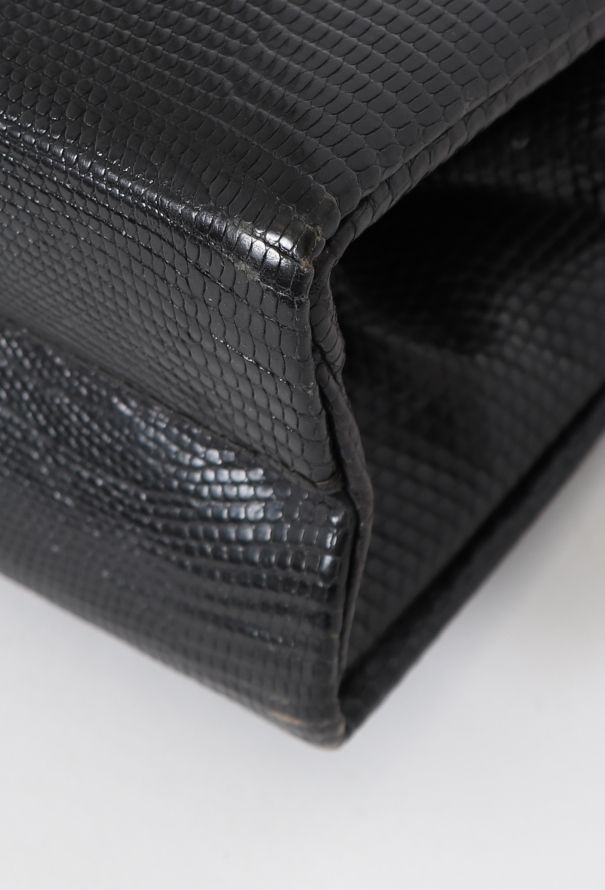 '60s Black Lizard Top Handle Bag - 9