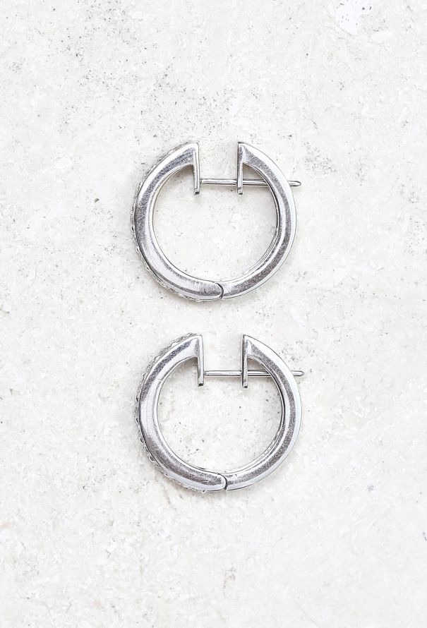 Vintage Fine Jewelry 18k Gold & Diamond Hoop Earrings - 5