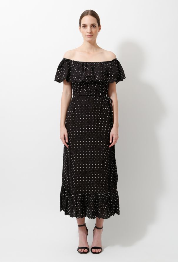 Polkadot Ruffled Cotton Dress - 1