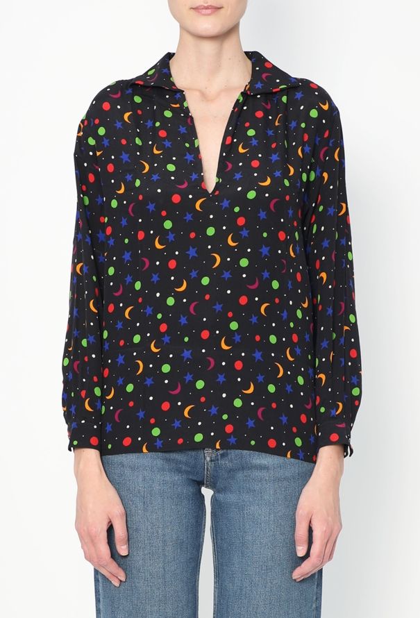 Saint Laurent S/S 1979 Cosmic Print Silk Blouse - 1