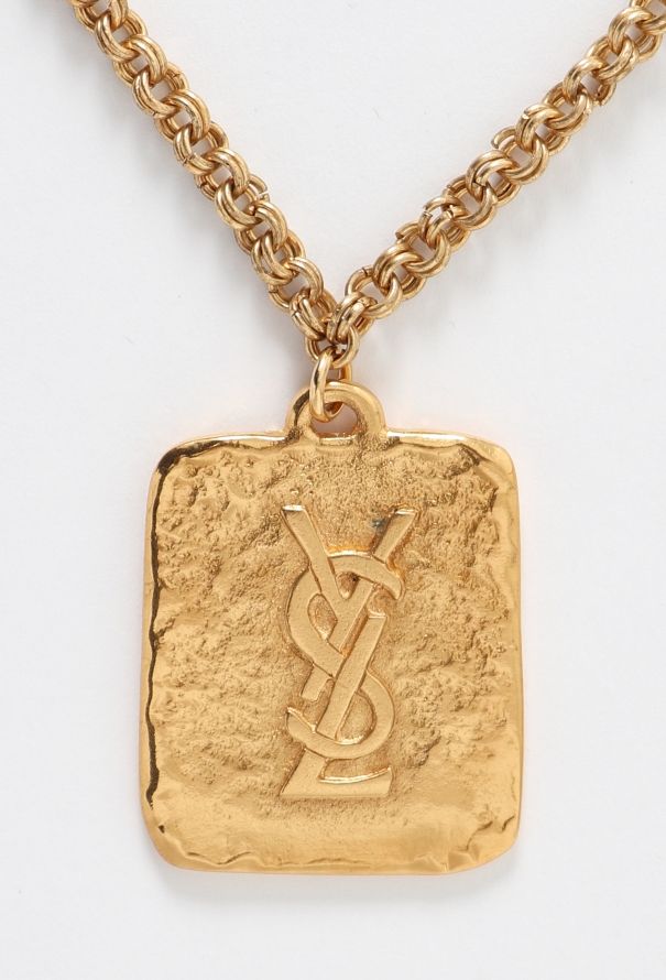 Saint Laurent Vintage Hammered Logo Sautoir - 2