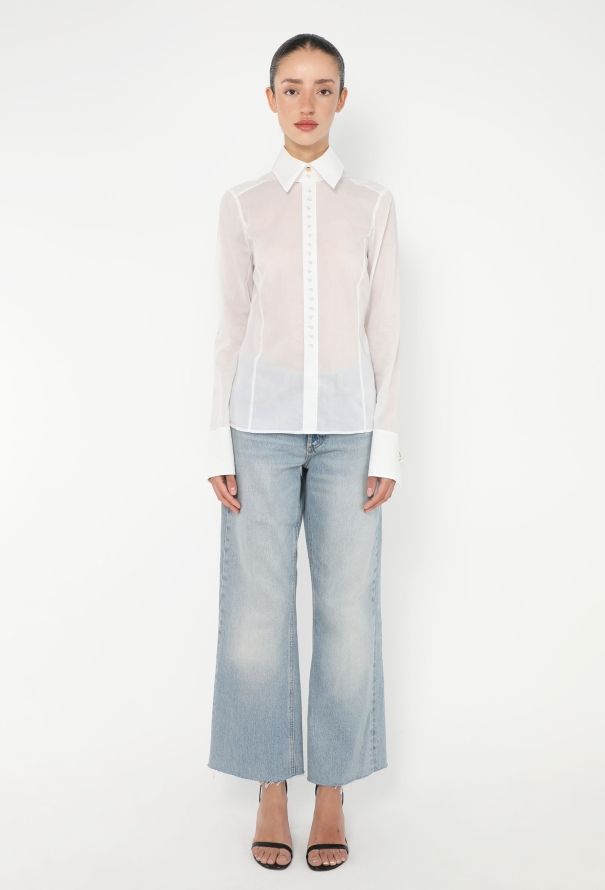 Chanel 2005 Pearl Button Voile Blouse - 4