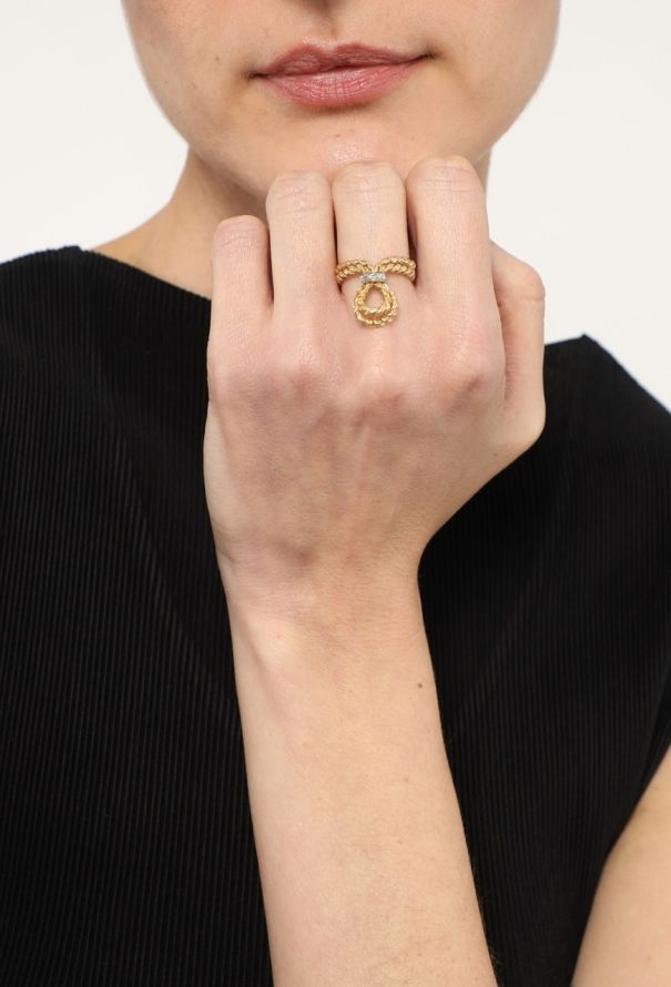 Vintage Fine Jewelry 18k Yellow Gold, Platinum & Diamond Twisted Ring - 4