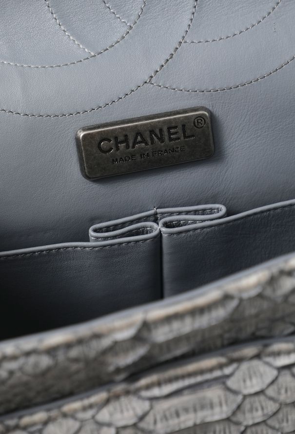 Chanel Grey Python 2.55 Maxi Flap Bag - 16