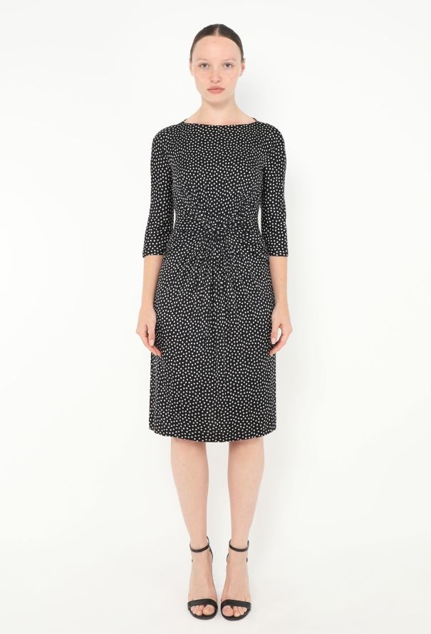 Dior Ruched Silk Polka Dot Dress - 3