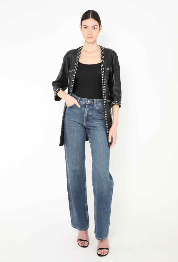 Chanel '90s Lamé Tweed Leather Jacket - 3