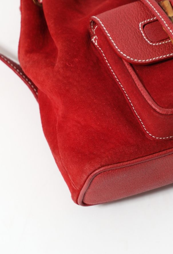 Gucci '90s Suede Bamboo Backpack - 8