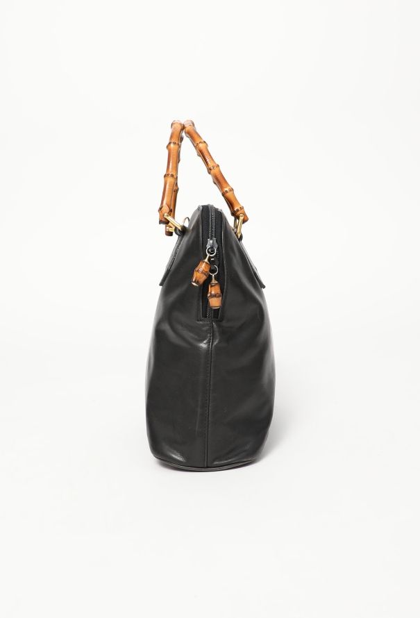 Gucci Vintage Black Bamboo Bag - 5