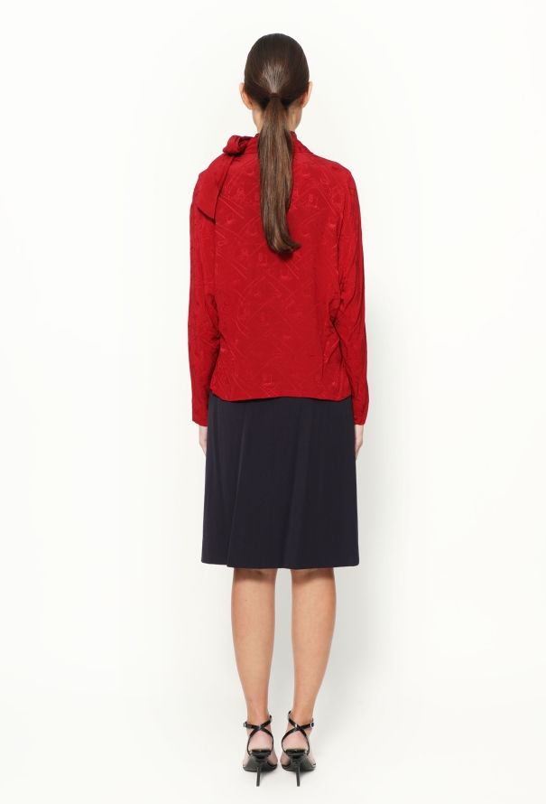 Hermès '80s Silk Lavallière Skirt Ensemble - 8