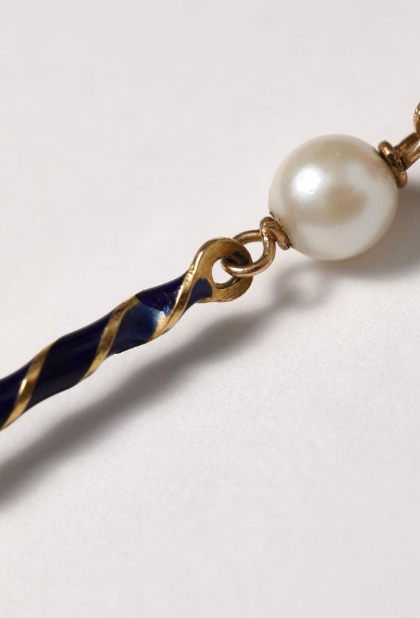 Vintage Fine Jewelry 18k Gold, Enamel & Cultured Pearl Sautoir - 5