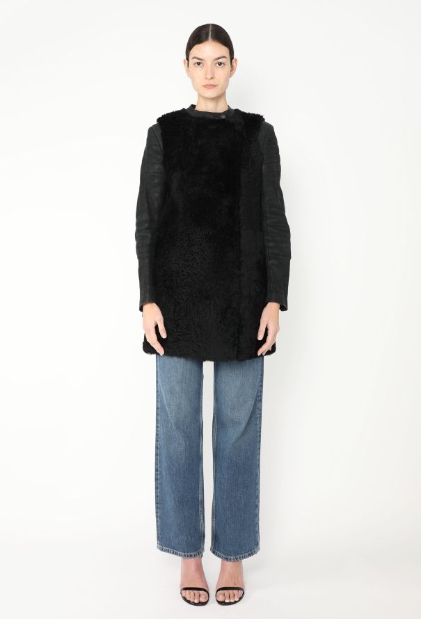 Céline Lambskin Shearling Biker Coat - 1
