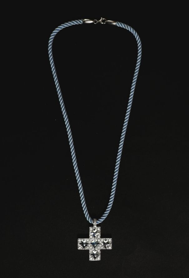 Modern Fine Jewelry Mathon 18K Gold, Moonstone and Diamond Cross Necklace - 4