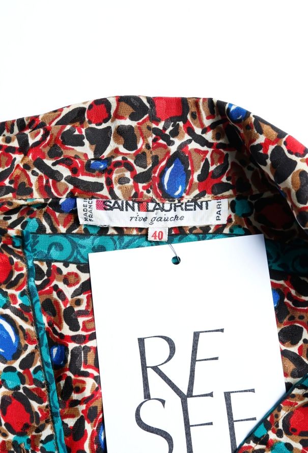 Saint Laurent F/W 1984 Printed Silk Lavallière Dress - 5