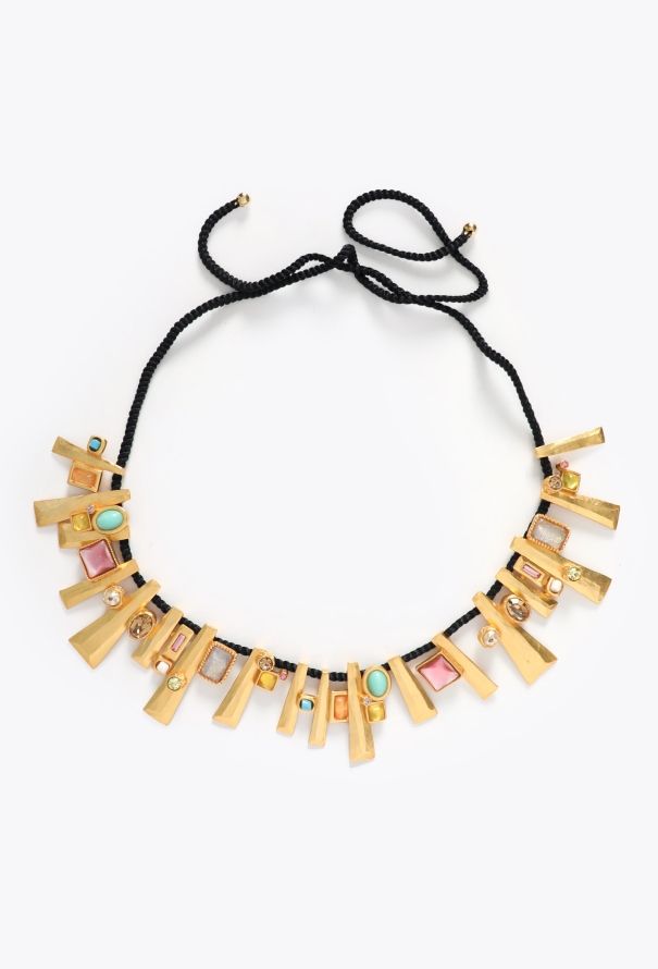 Christian Lacroix 1994 Couture Hammered Cabochon Necklace - 1