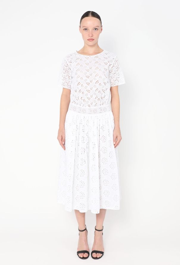 Valentino Floral Cotton Eyelet Dress - 1