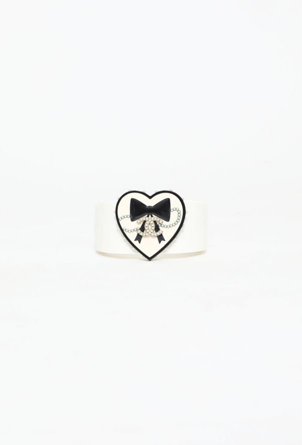 Chanel Embellished Heart Pendant Resin Cuff - 1