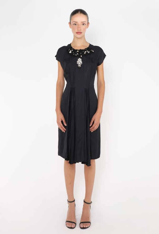 Prada 2009 Embellished Bib Satin Dress - 1