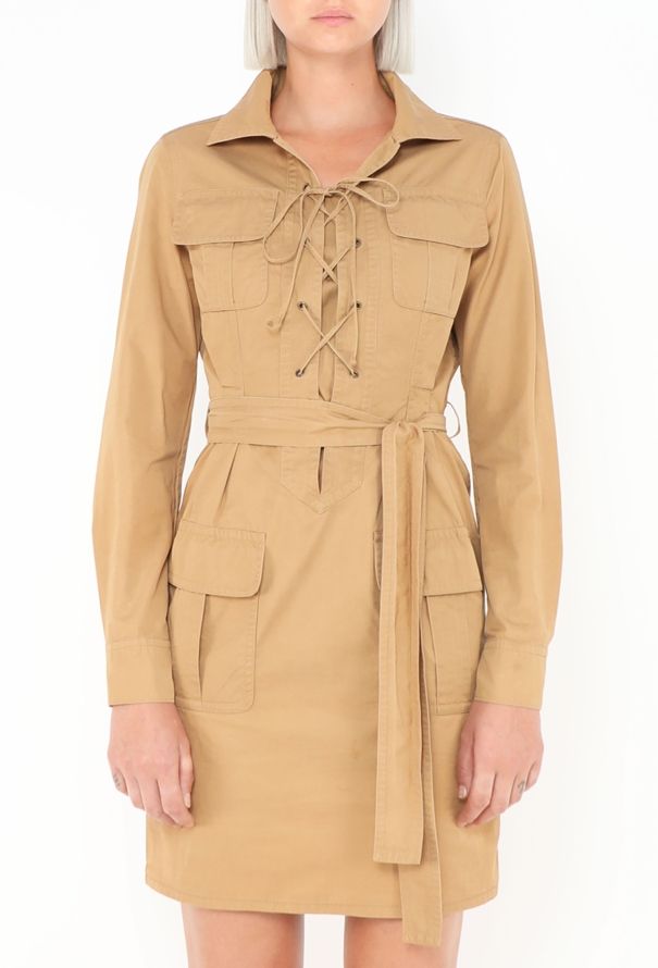 Saint Laurent Belted Gabardine Safari Dress - 1