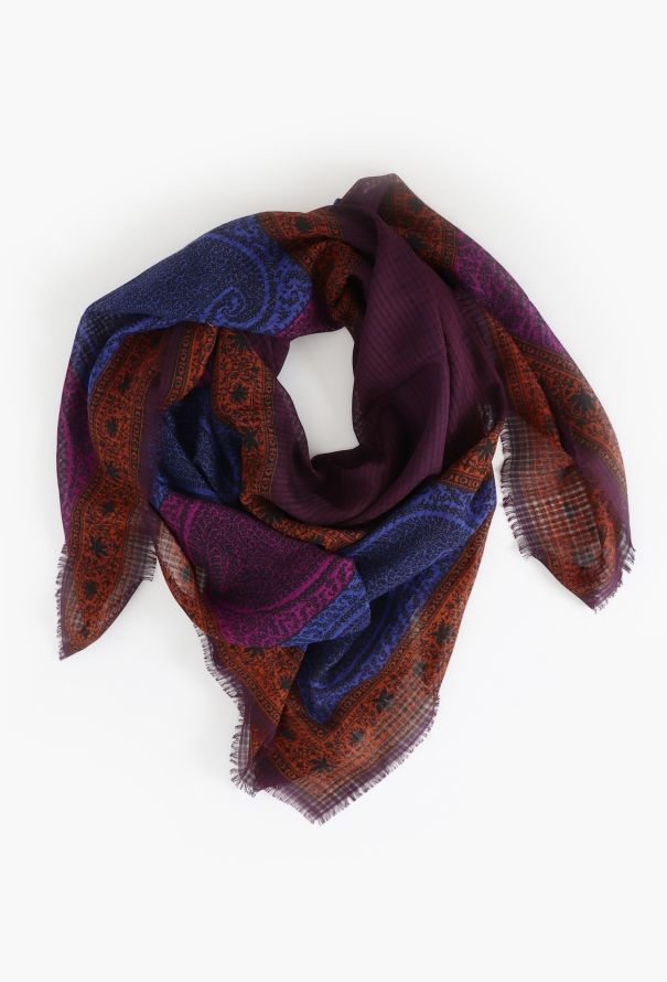 Saint Laurent Vintage Fringed Paisley Scarf - 1