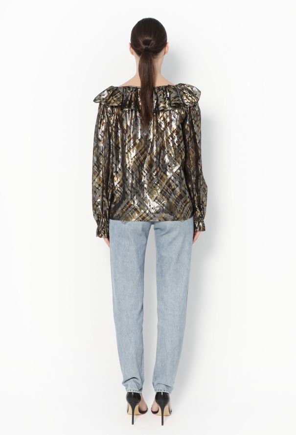 Saint Laurent Vintage Metallic Ruffled Blouse - 3