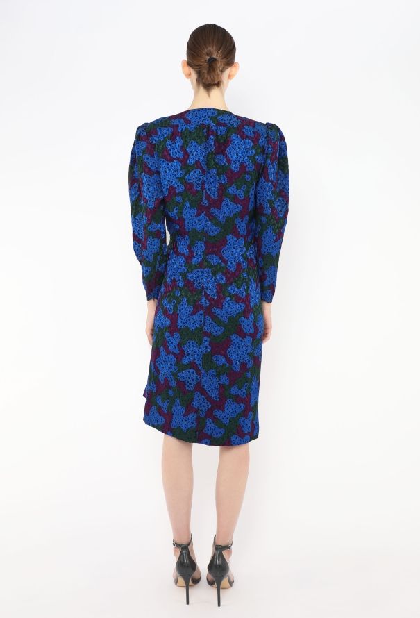 Saint Laurent F/W 1985 Silk Wrap Dress - 5