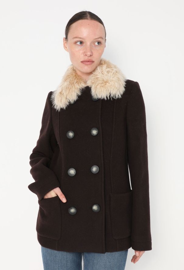Balenciaga Pre-Fall 2011 Shearling Trim Peacoat - 1